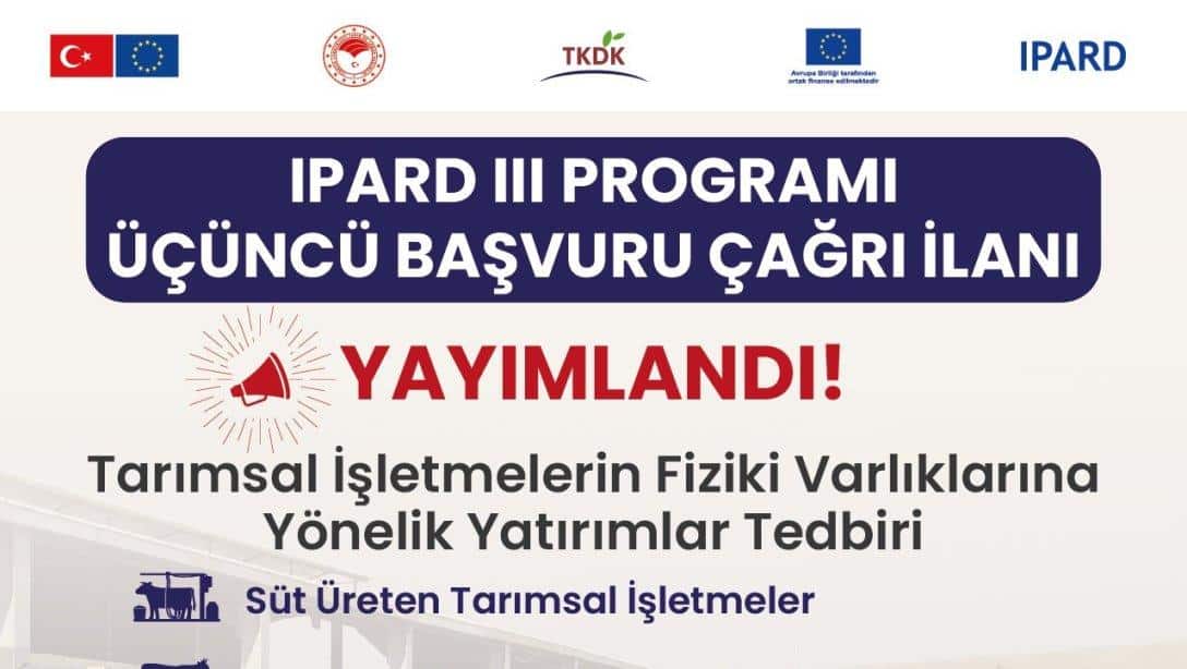 TKDK IPARD 3. Başvuru Çağrı İlanı